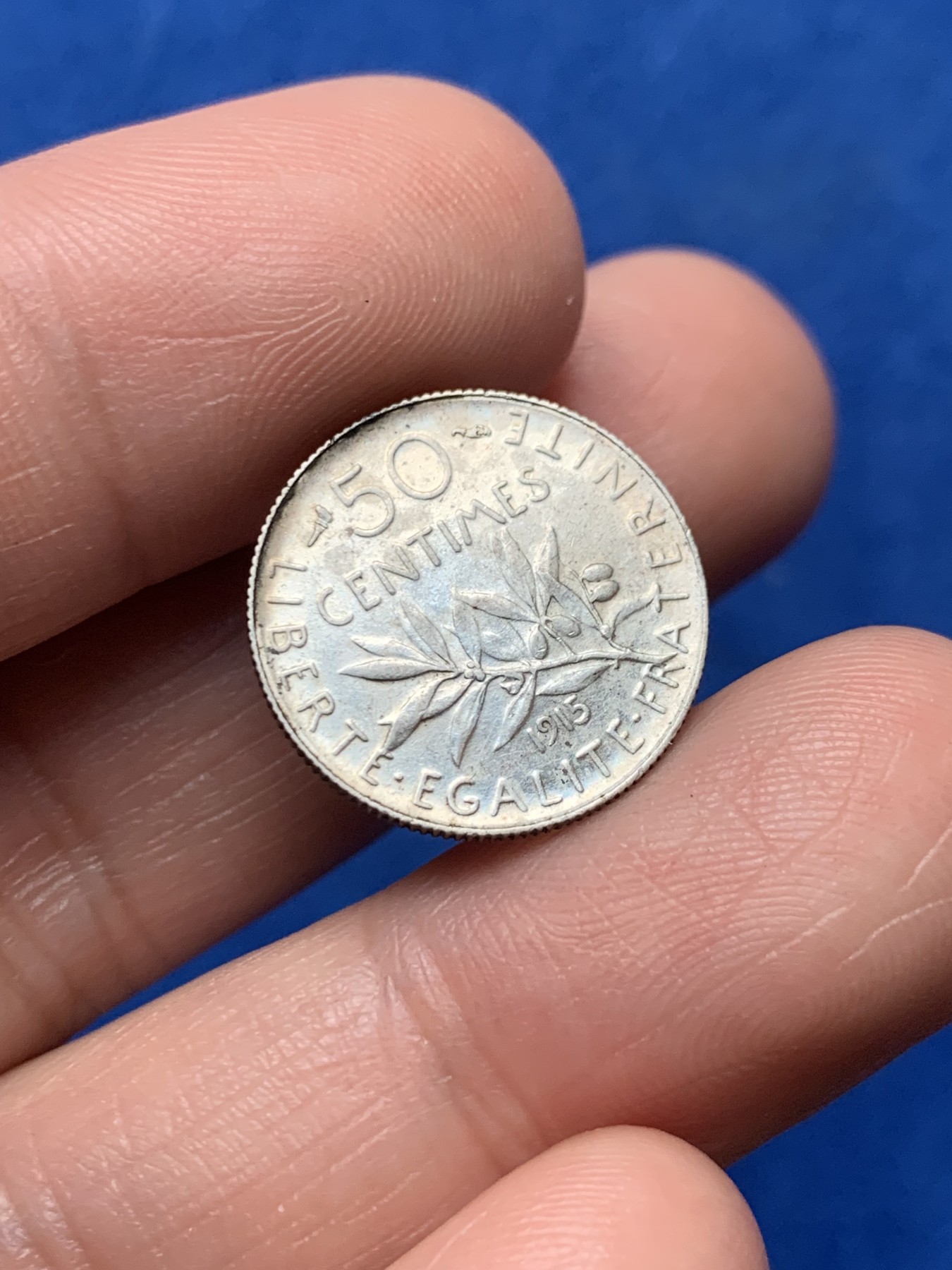 《竞宝斋》第257场-周日，周一 2场连拍 (全场包邮) 1915年法国播种50分银币 转光流畅