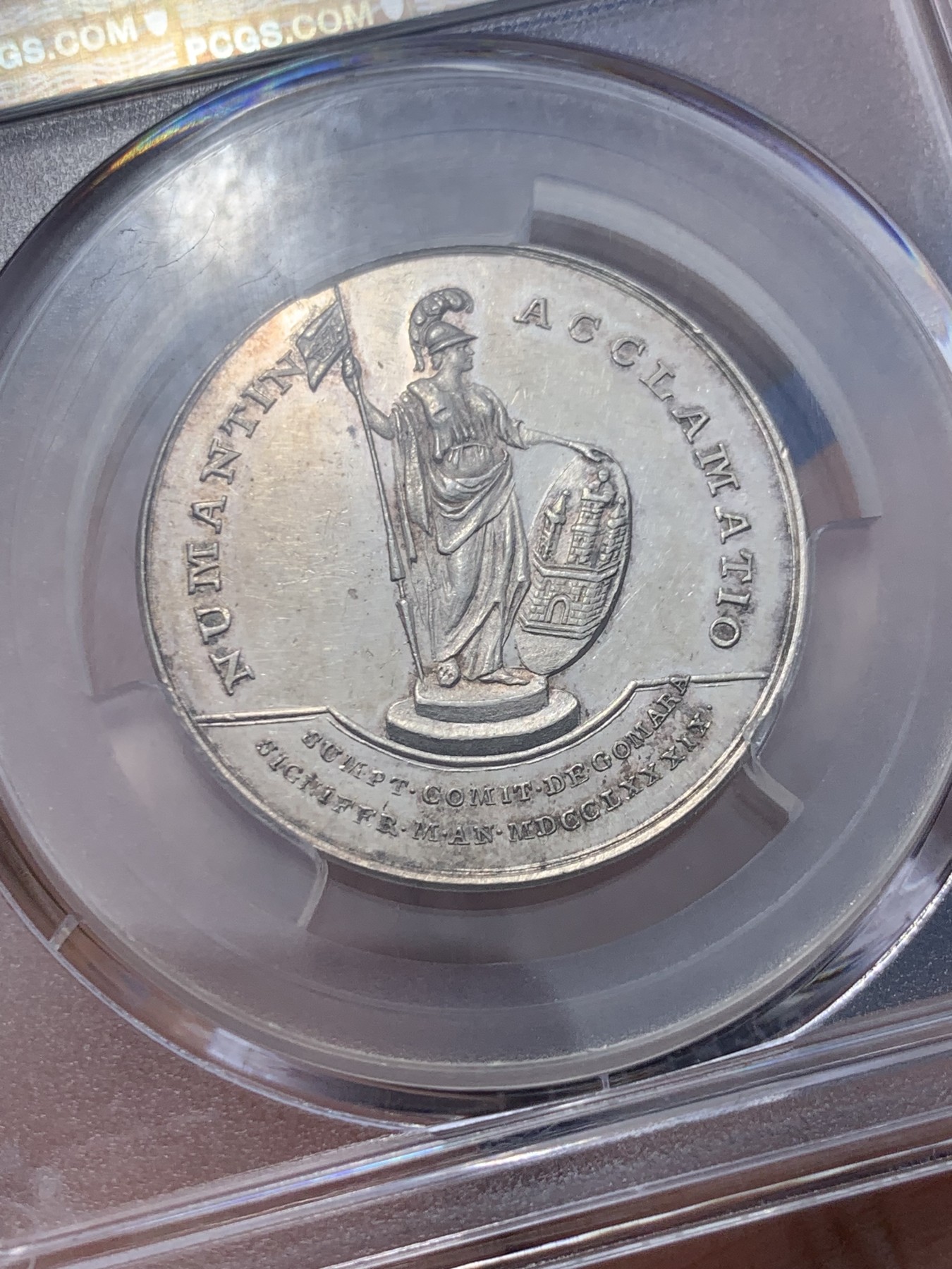 《竞宝斋》第257场-周日，周一 2场连拍 (全场包邮) PCGS MS61 西班牙1789年查理四世加冕宣言章，非常稀少，西系钱币玩家不可或缺的品种。纪念其索里亚宣布查理为国王，正面为查尔斯和玛丽亚·路易莎，背面为西班牙的拟人化身。