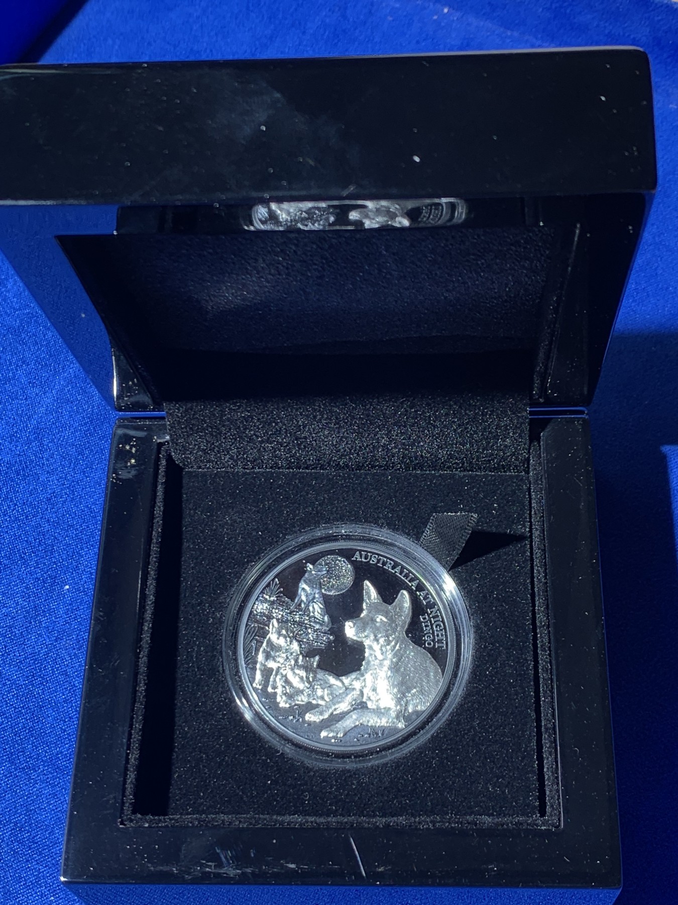 《竞宝斋》第257场-周日，周一 2场连拍 (全场包邮) 纽埃2021年发行澳大利亚夜间动物系列之鬣犬精制银币 礼盒装 抗氧钌化工艺 限量1000枚 市价950+