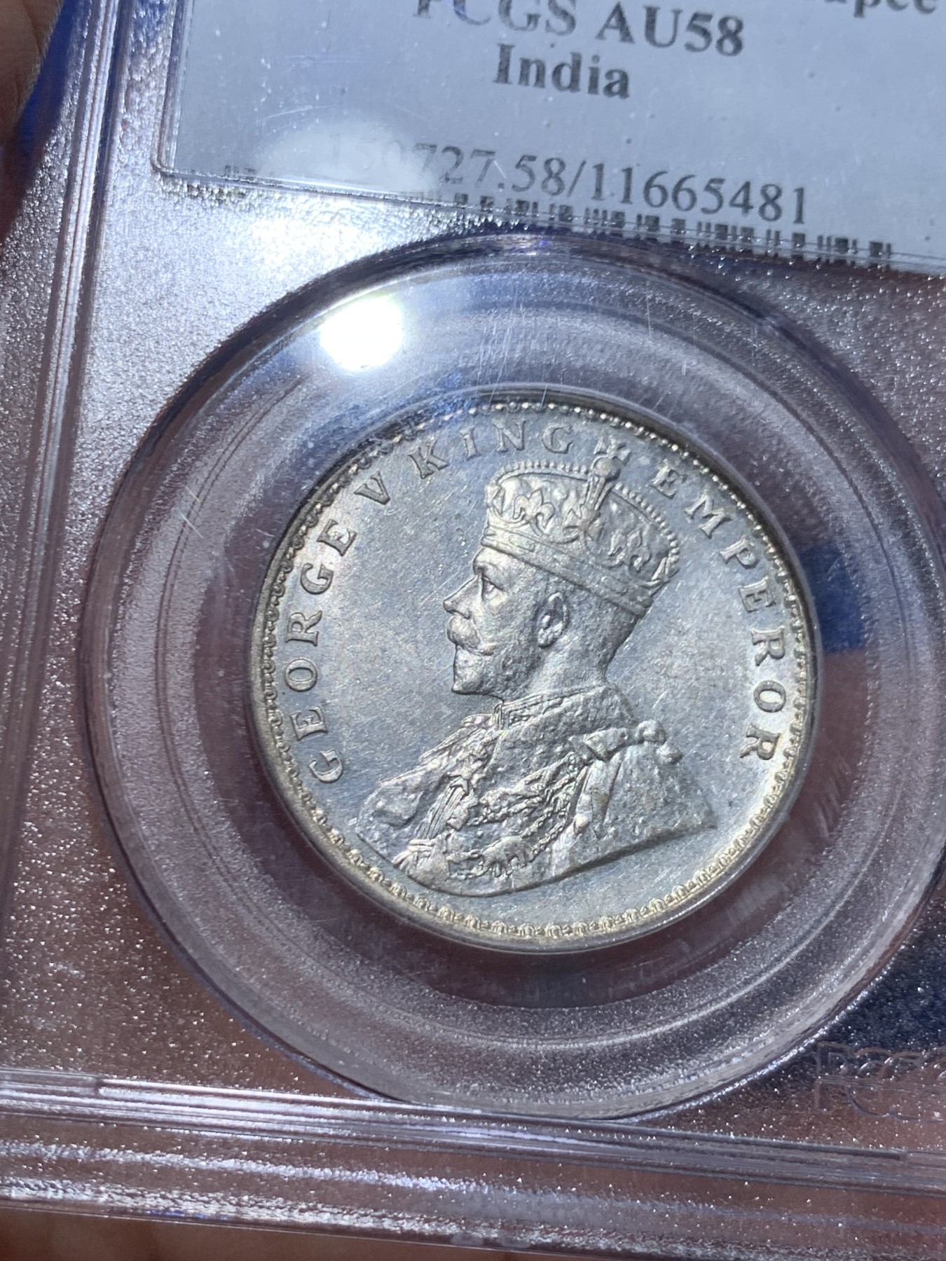 《竞宝斋》第257场-周日，周一 2场连拍 (全场包邮) PCGS AU58 英属印度 1916C 1卢比 银币
