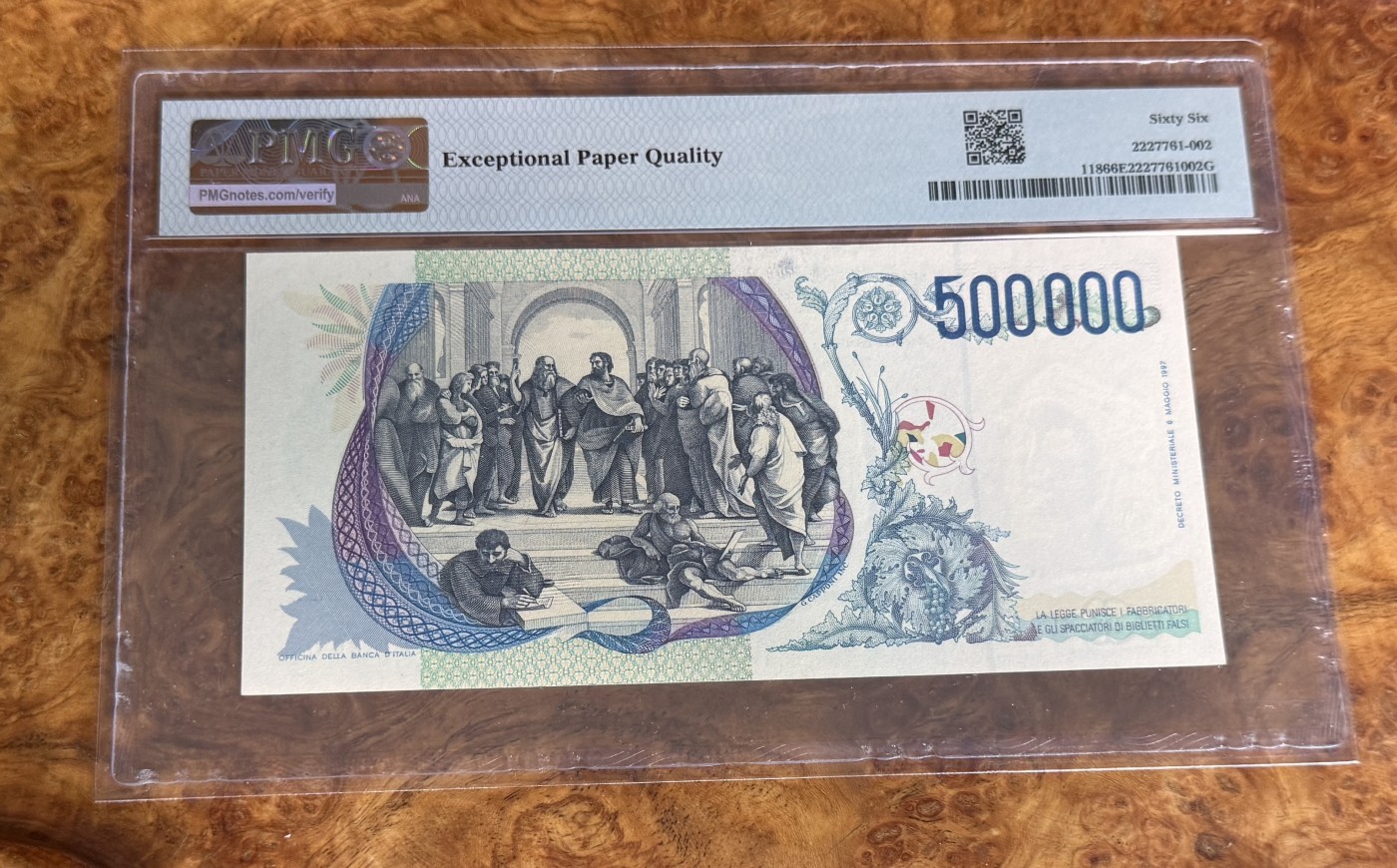 Chase Auction 第27期 - - 外钞、民国钞和人民币混合场！ 1997年意大利500000里拉，PMG66！