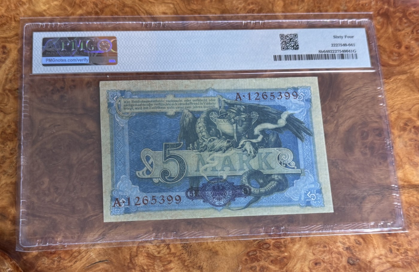 Chase Auction 第27期 - - 外钞、民国钞和人民币混合场！ 1904年德国5马克，PMG64！