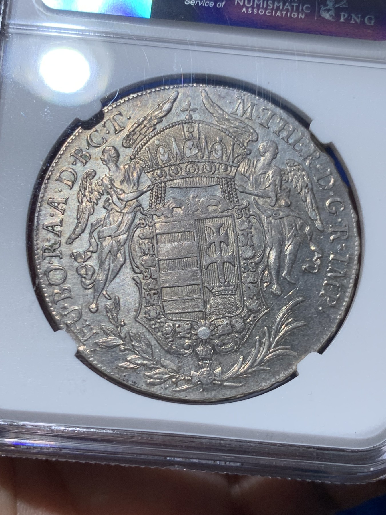 《竞宝斋》第257场-周日，周一 2场连拍 (全场包邮) NGC AU92 奥地利1780年圣母抱婴1泰勒，克雷姆尼察厂，细节保存很好，欧洲V.L拍卖Auction22,lot314原物。裸币371.7欧