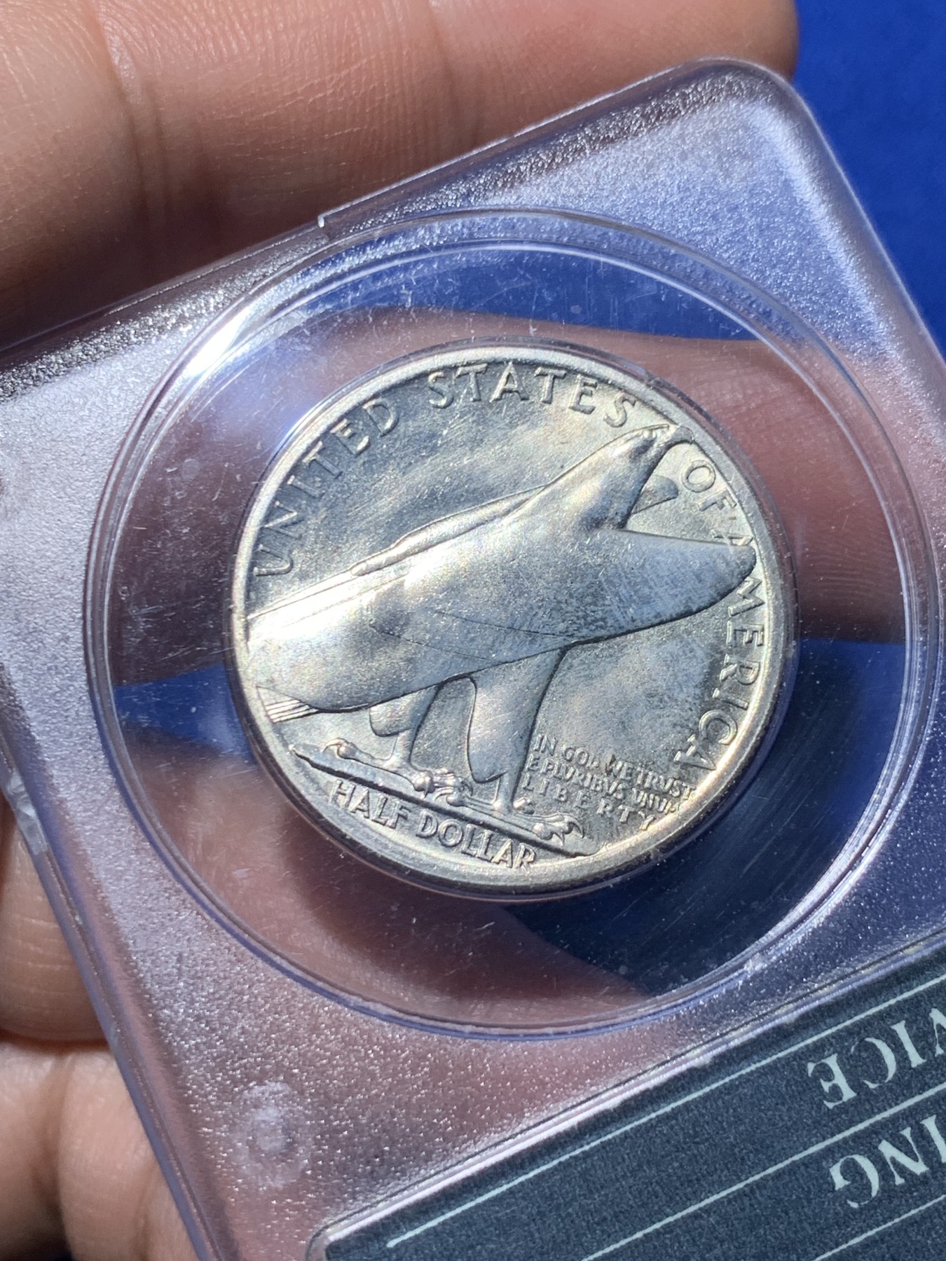 《竞宝斋》第257场-周日，周一 2场连拍 (全场包邮) PCGS MS64 美国 1936年 布里奇波特 50美分 银币 少见品种 PC一代盒 摇摇乐会响的 低评状态