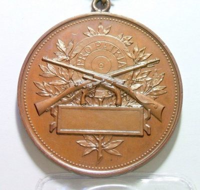 法国1900年前后 射击节高浮雕精制大铜章 带原盒 46MM - 法国1900年前后 射击节高浮雕精制大铜章 带原盒 46MM