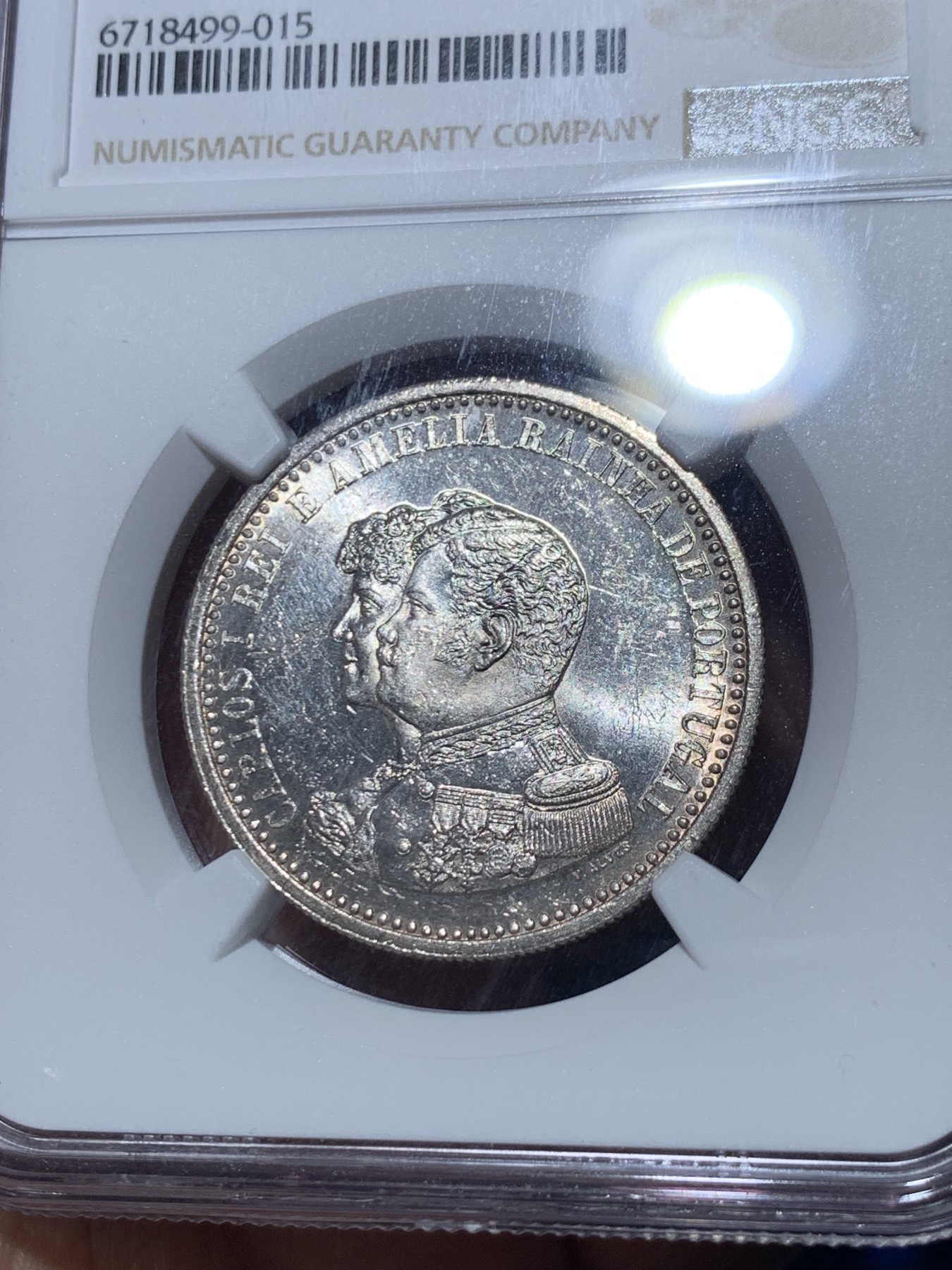 《竞宝斋》第257场-周日，周一 2场连拍 (全场包邮) NGC MS61 葡萄牙1898年发现印度戎装版500瑞斯银币