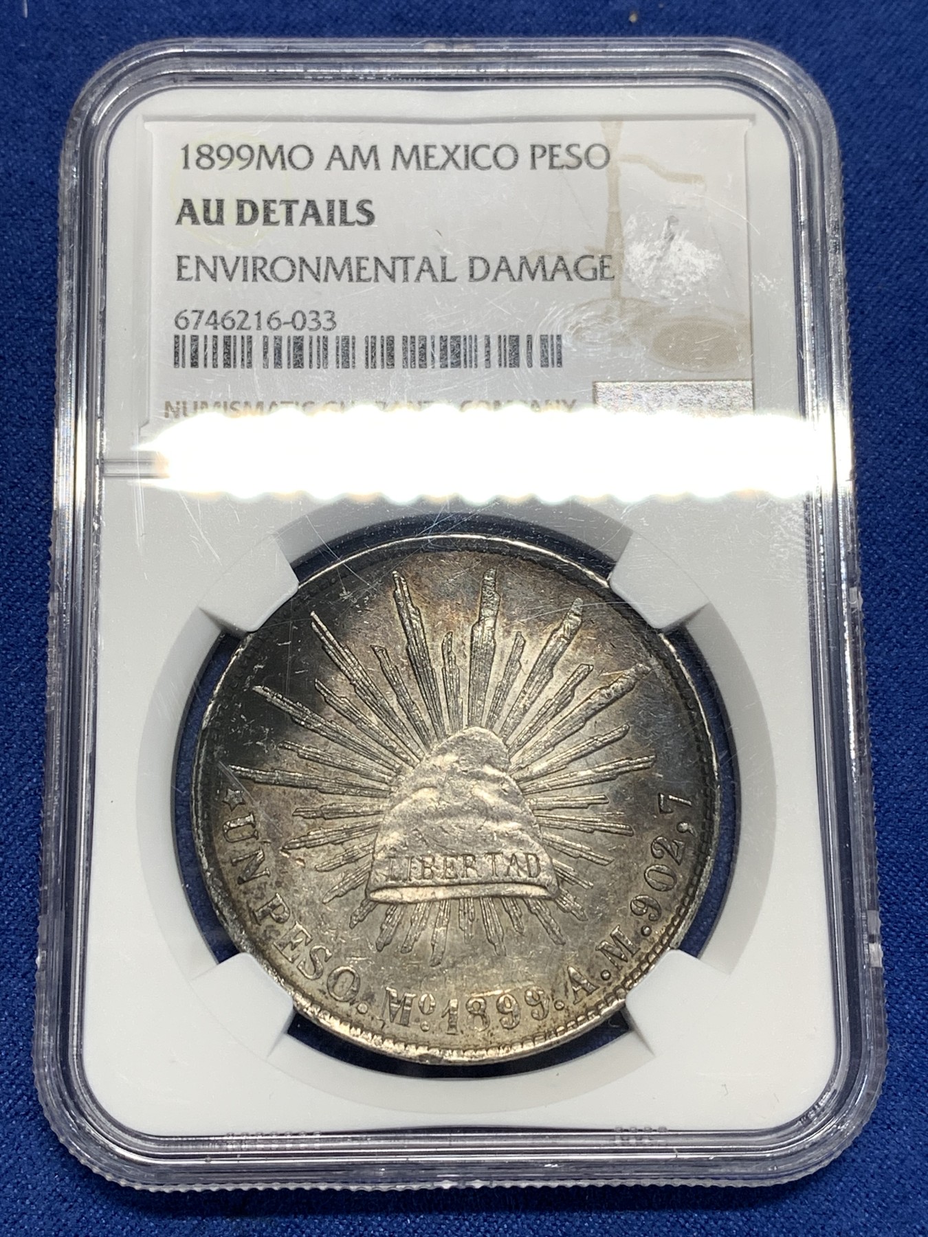 《竞宝斋》第257场-周日，周一 2场连拍 (全场包邮) NGC AU 墨西哥1899年直边鹰洋 带光酱彩 发财黑包浆