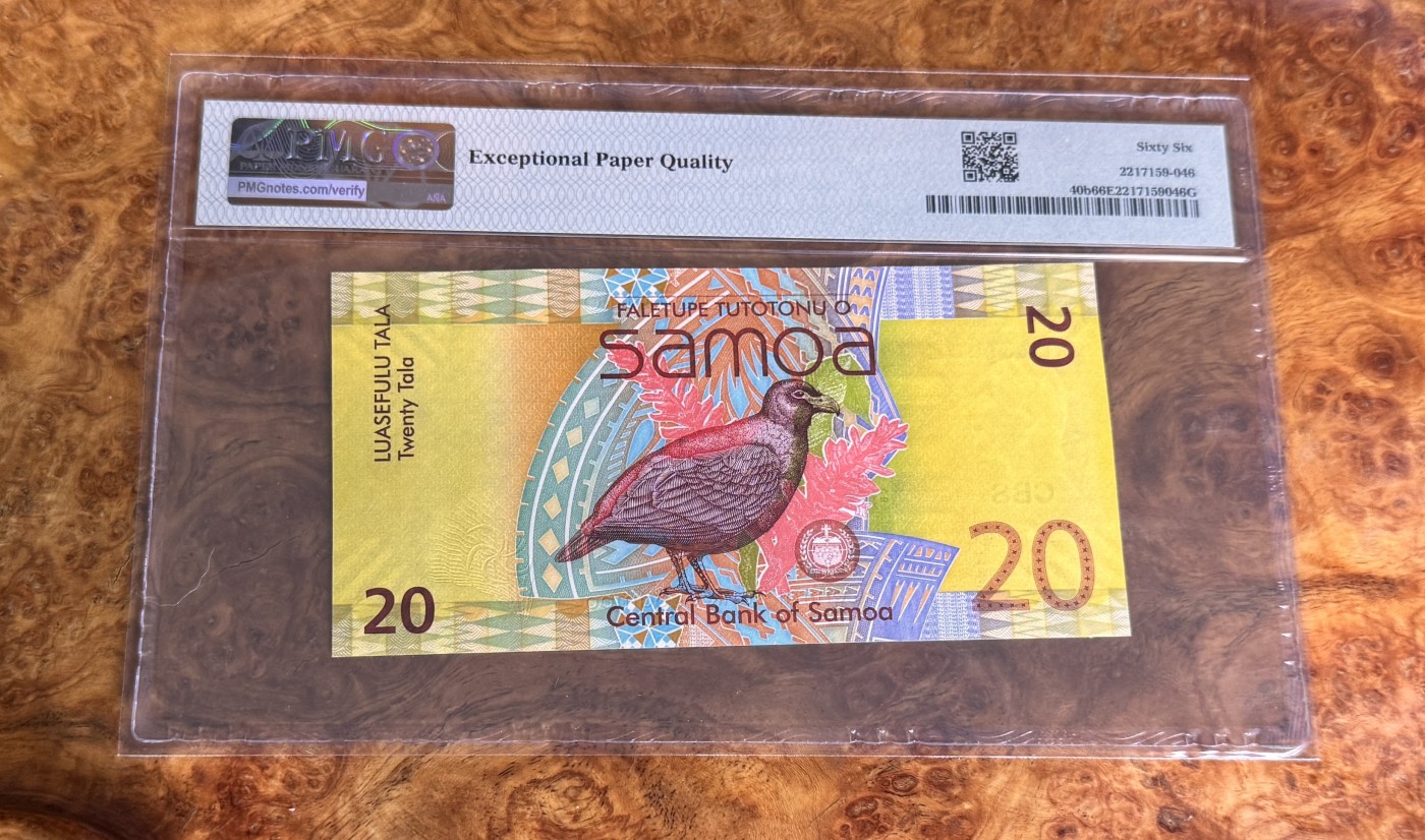 Chase Auction 第27期 - - 外钞、民国钞和人民币混合场！ 2014年萨摩亚20元，PMG66！
