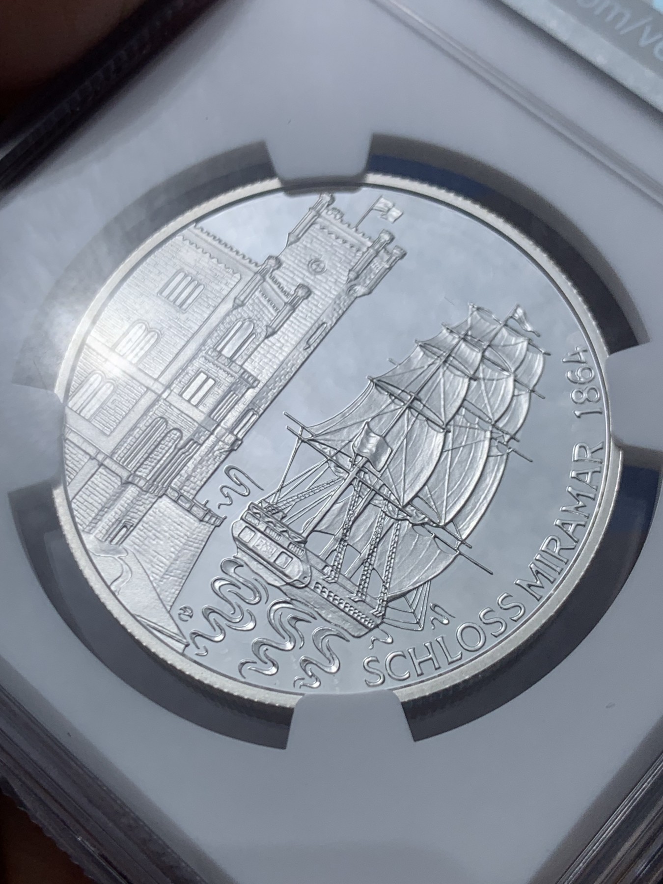 《竞宝斋》第257场-周日，周一 2场连拍 (全场包邮) NGC PF69UC 奥地利1997年发行马克西米利皇帝100先令精制币（克劳斯获奖1999年最佳银币） NGC35周年标 盒装