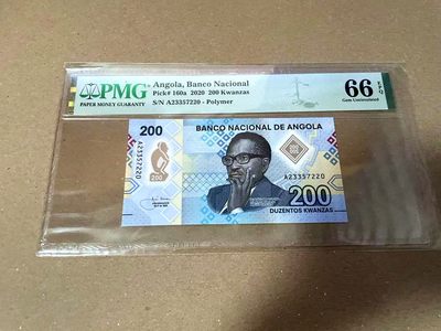 【Blue Auction】✨世界纸币精拍第460期【精】  安哥拉 2020年200科瓦查 PMG66EPQ 