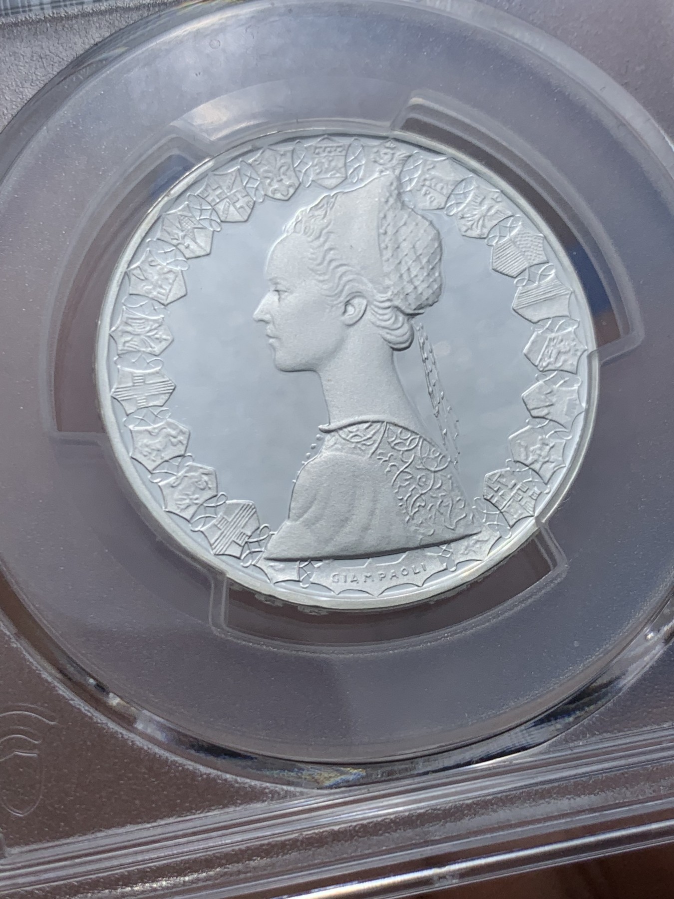 《竞宝斋》第257场-周日，周一 2场连拍 (全场包邮) PCGS PR69DCAM 意大利1989年罗马造币厂500里拉帆船女神银币 69分凝霜明显潜力巨大