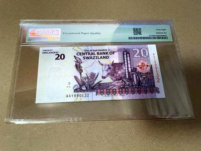 【Blue Auction】✨世界纸币精拍第460期【精】 【AA冠 无47】斯威士兰 2010年20E PMG68EPQ 超高分
