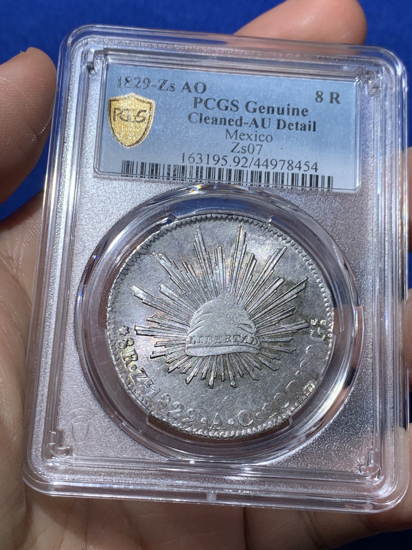 《竞宝斋》第257场-周日，周一 2场连拍 (全场包邮) PCGS AUD 墨西哥1829-ZsAO鹰洋 早期鹰洋 极为稀少 状态不错 光度很好 有高清大图