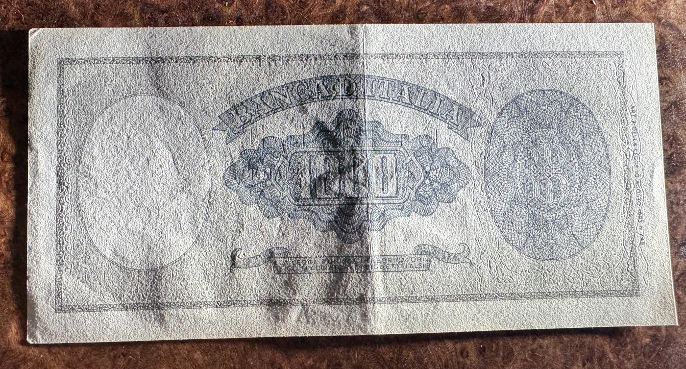 Chase Auction 第27期 - - 外钞、民国钞和人民币混合场！ 意大利1000里拉，品相如图！