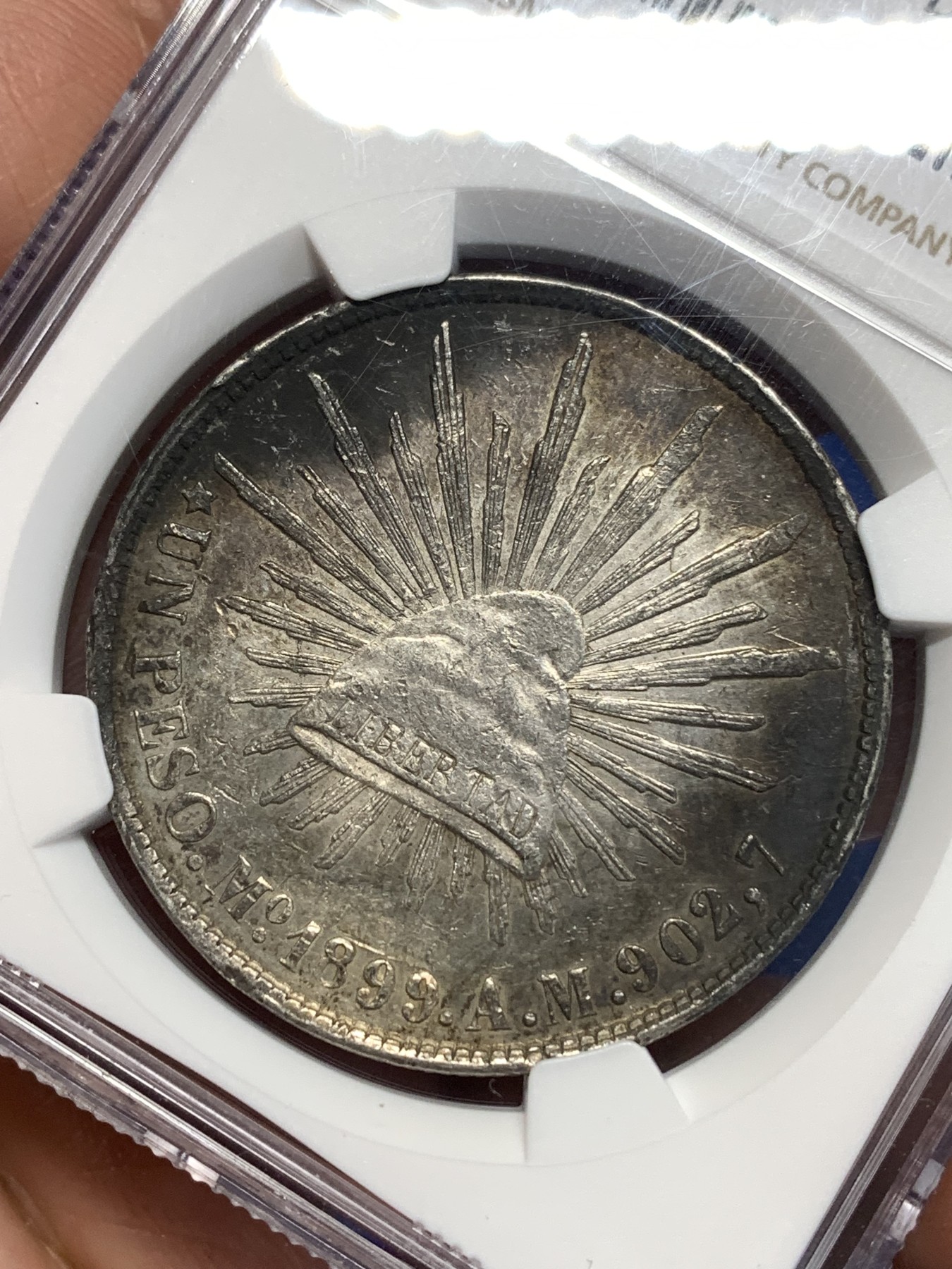 《竞宝斋》第257场-周日，周一 2场连拍 (全场包邮) NGC AU 墨西哥1899年直边鹰洋 带光酱彩 发财黑包浆