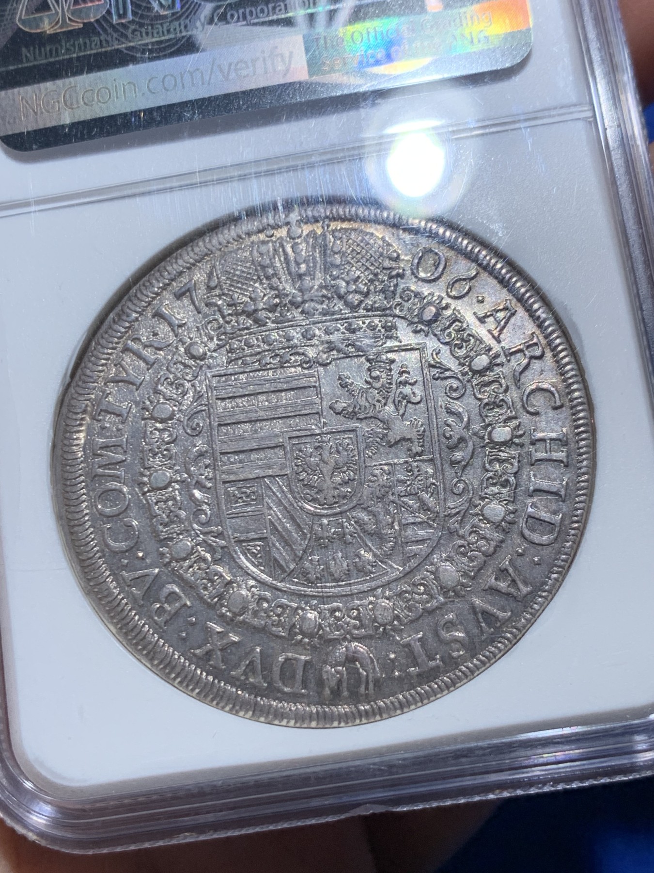 《竞宝斋》第257场-周日，周一 2场连拍 (全场包邮) NGC AU58 1706年神圣罗马帝国 约瑟夫一世 泰勒大银币 细节出色带底光