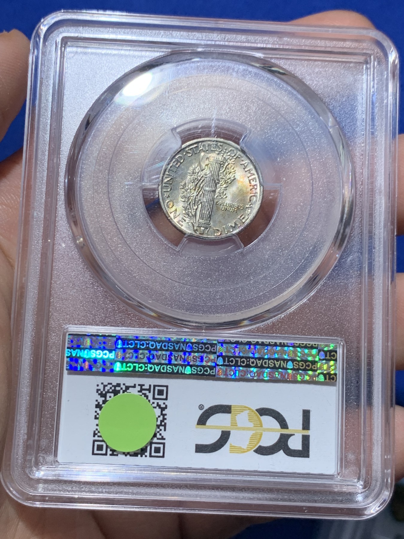 《竞宝斋》第257场-周日，周一 2场连拍 (全场包邮) PCGS MS65 美国 1942年 10美分 小飞侠 银币 彩浆小飞侠不多见