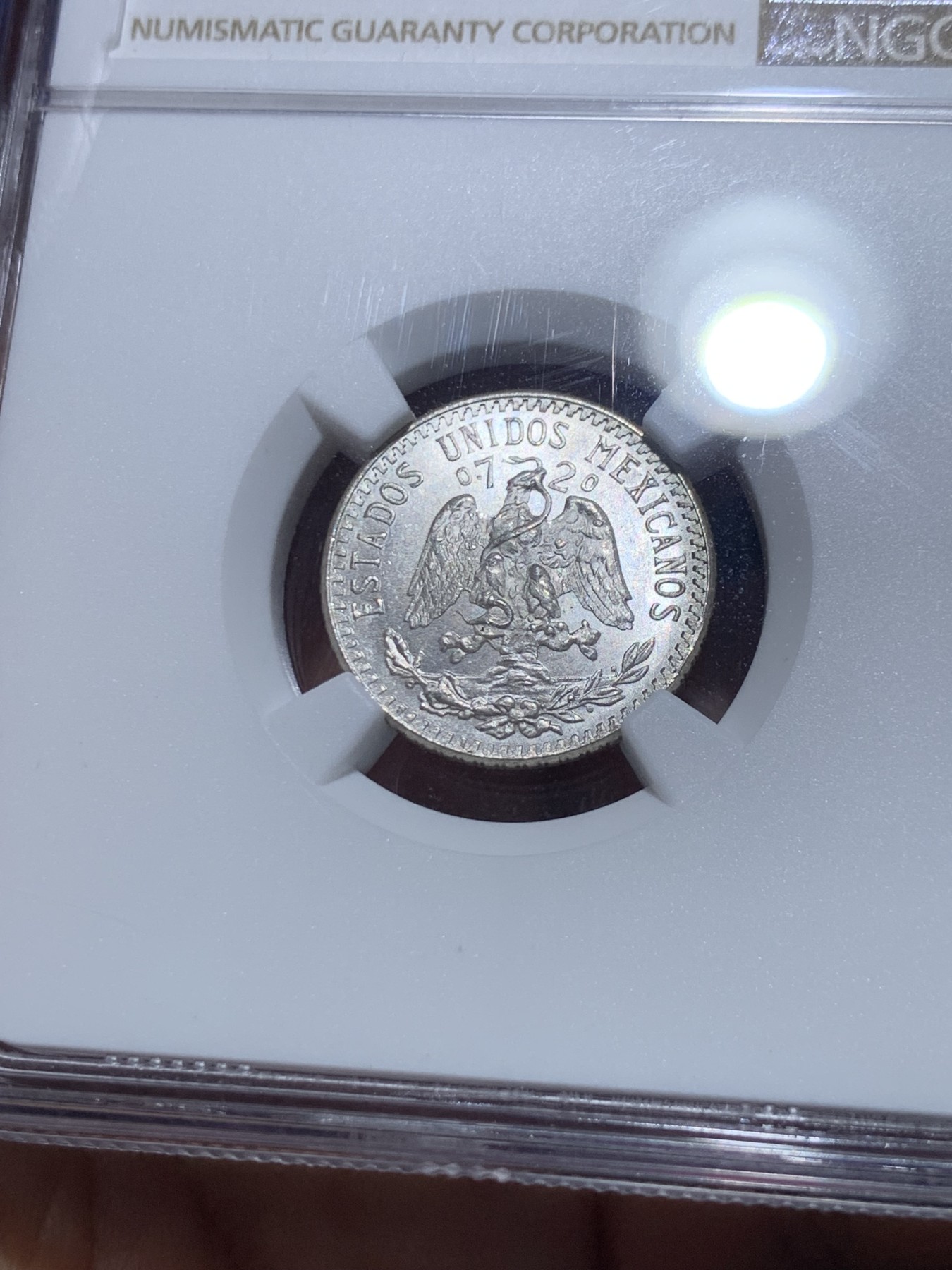 《竞宝斋》第257场-周日，周一 2场连拍 (全场包邮) NGC MS65 墨西哥1942M鹰洋20分银币 收藏级分数