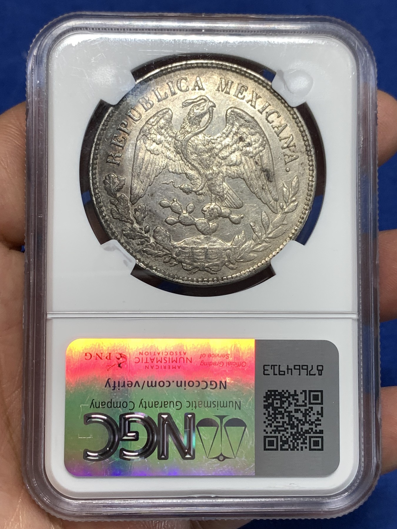 《竞宝斋》第257场-周日，周一 2场连拍 (全场包邮) NGC AU 墨西哥1899年直边鹰洋 带光酱彩 发财黑包浆