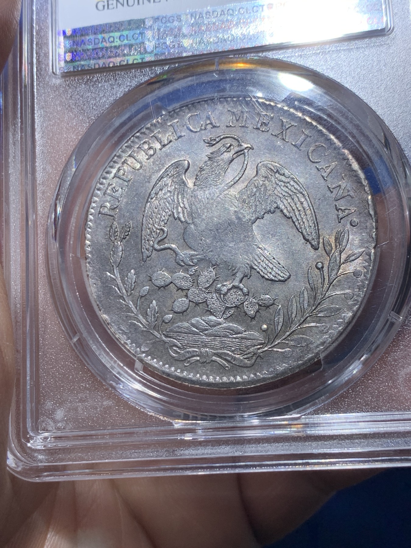 《竞宝斋》第257场-周日，周一 2场连拍 (全场包邮) PCGS AUD 墨西哥1829-ZsAO鹰洋 早期鹰洋 极为稀少 状态不错 光度很好 有高清大图