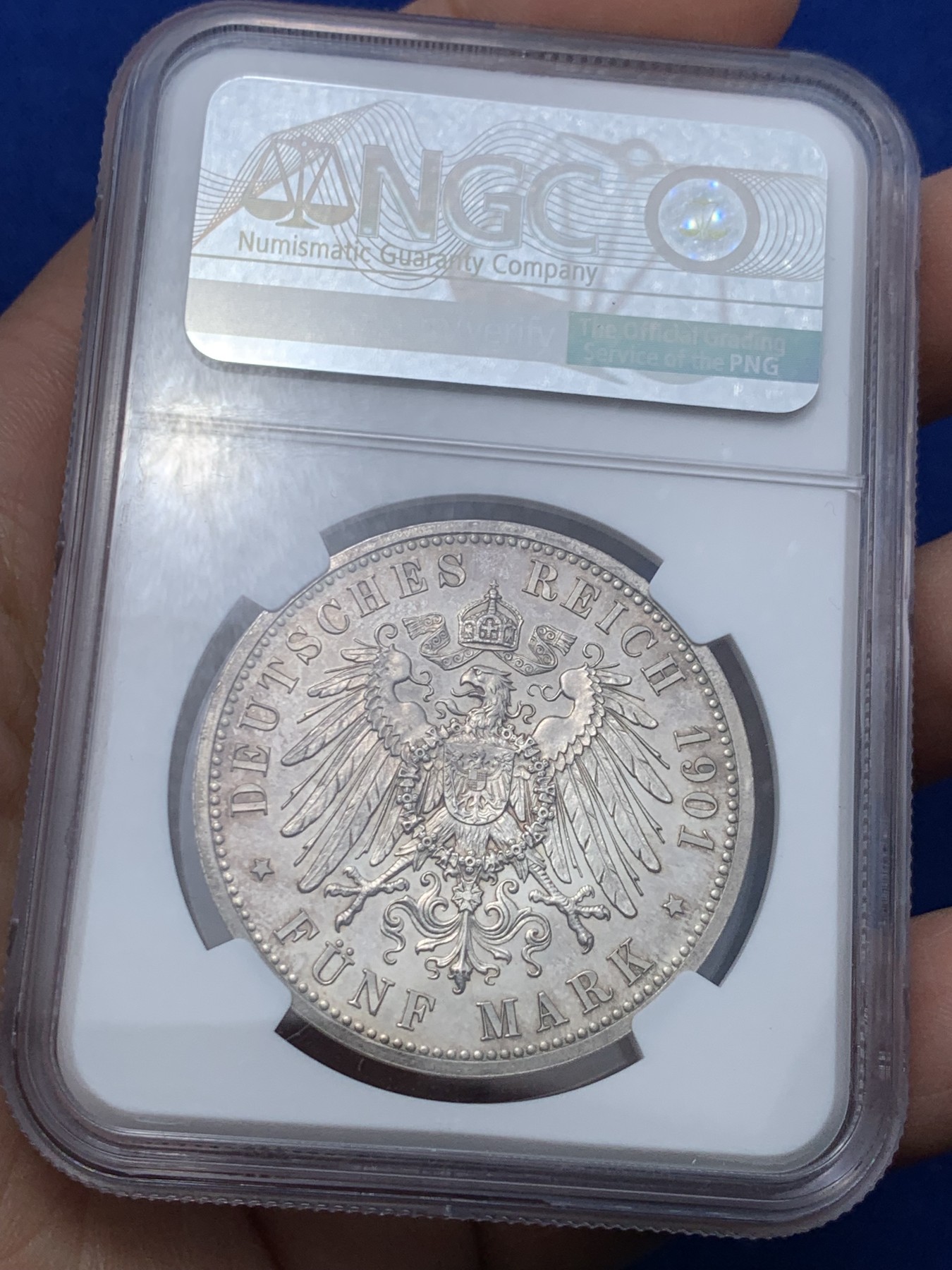 《竞宝斋》第257场-周日，周一 2场连拍 (全场包邮) NGC PF63 德国1901年 普鲁士建国200周年5马克纪念银币 精制版 少见