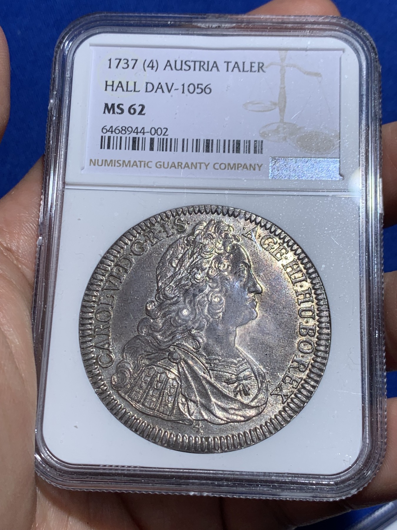 《竞宝斋》第257场-周日，周一 2场连拍 (全场包邮) 亚军分 NGC MS62 神圣罗马帝国奥地利1737年 少见4版 泰勒大银币 卡尔六世皇帝老泰勒 双面全深打少见