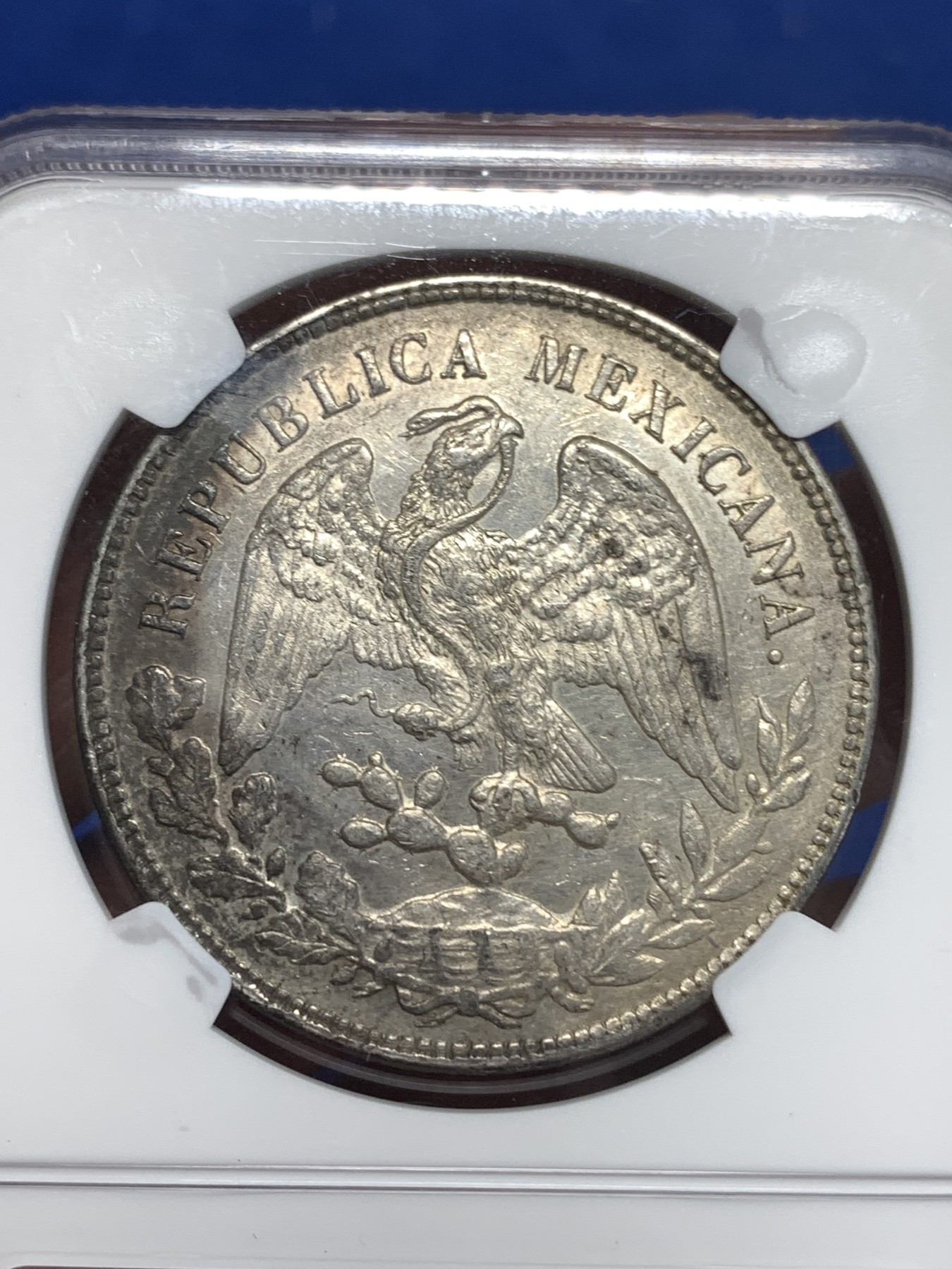 《竞宝斋》第257场-周日，周一 2场连拍 (全场包邮) NGC AU 墨西哥1899年直边鹰洋 带光酱彩 发财黑包浆