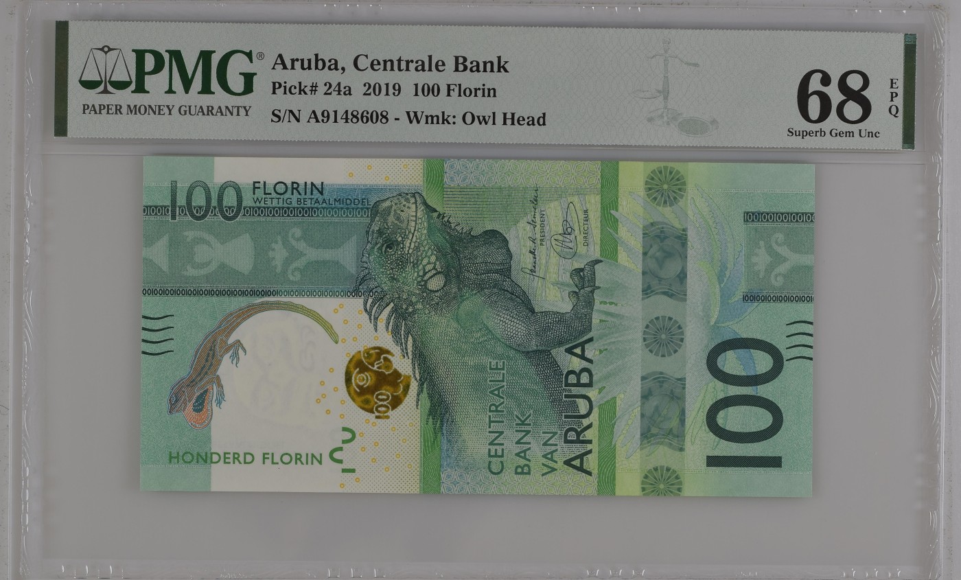 收藏联盟Quantum Auction 第337期拍卖  阿鲁巴2019年100弗洛林首发A冠 PMG68 