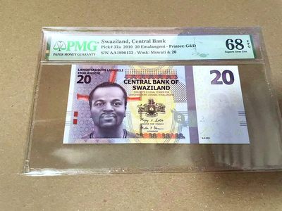 【Blue Auction】✨世界纸币精拍第460期【精】 【AA冠 无47】斯威士兰 2010年20E PMG68EPQ 超高分