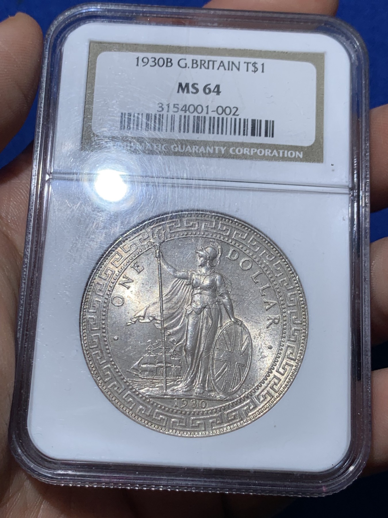 《竞宝斋》第257场-周日，周一 2场连拍 (全场包邮) NGC MS64 英国1930年B版站洋 老盒稀见好品