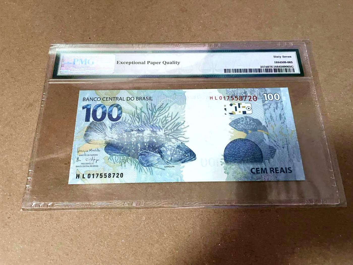 【Blue Auction】✨世界纸币精拍第460期【精】 巴西 2010年100瑞斯  PMG67EPQ 高分