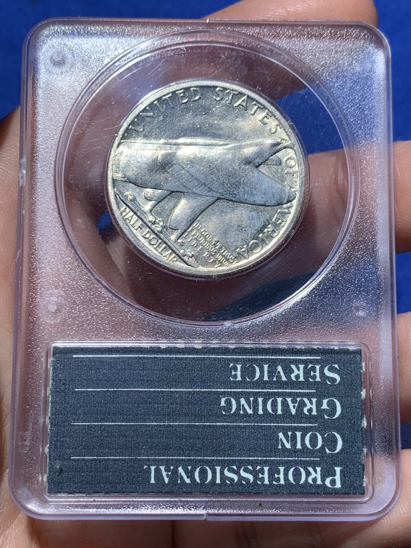 《竞宝斋》第257场-周日，周一 2场连拍 (全场包邮) PCGS MS64 美国 1936年 布里奇波特 50美分 银币 少见品种 PC一代盒 摇摇乐会响的 低评状态