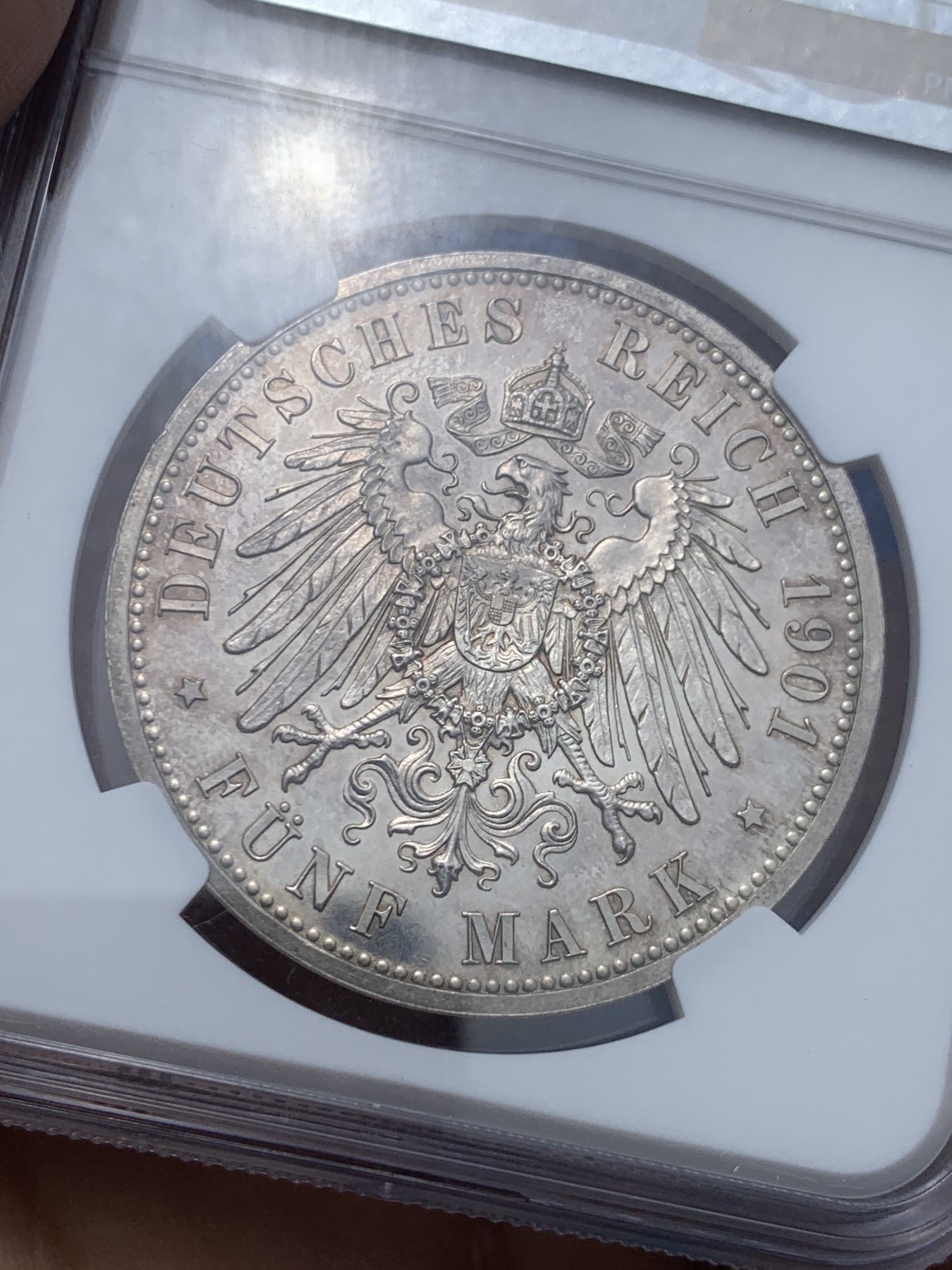 《竞宝斋》第257场-周日，周一 2场连拍 (全场包邮) NGC PF63 德国1901年 普鲁士建国200周年5马克纪念银币 精制版 少见