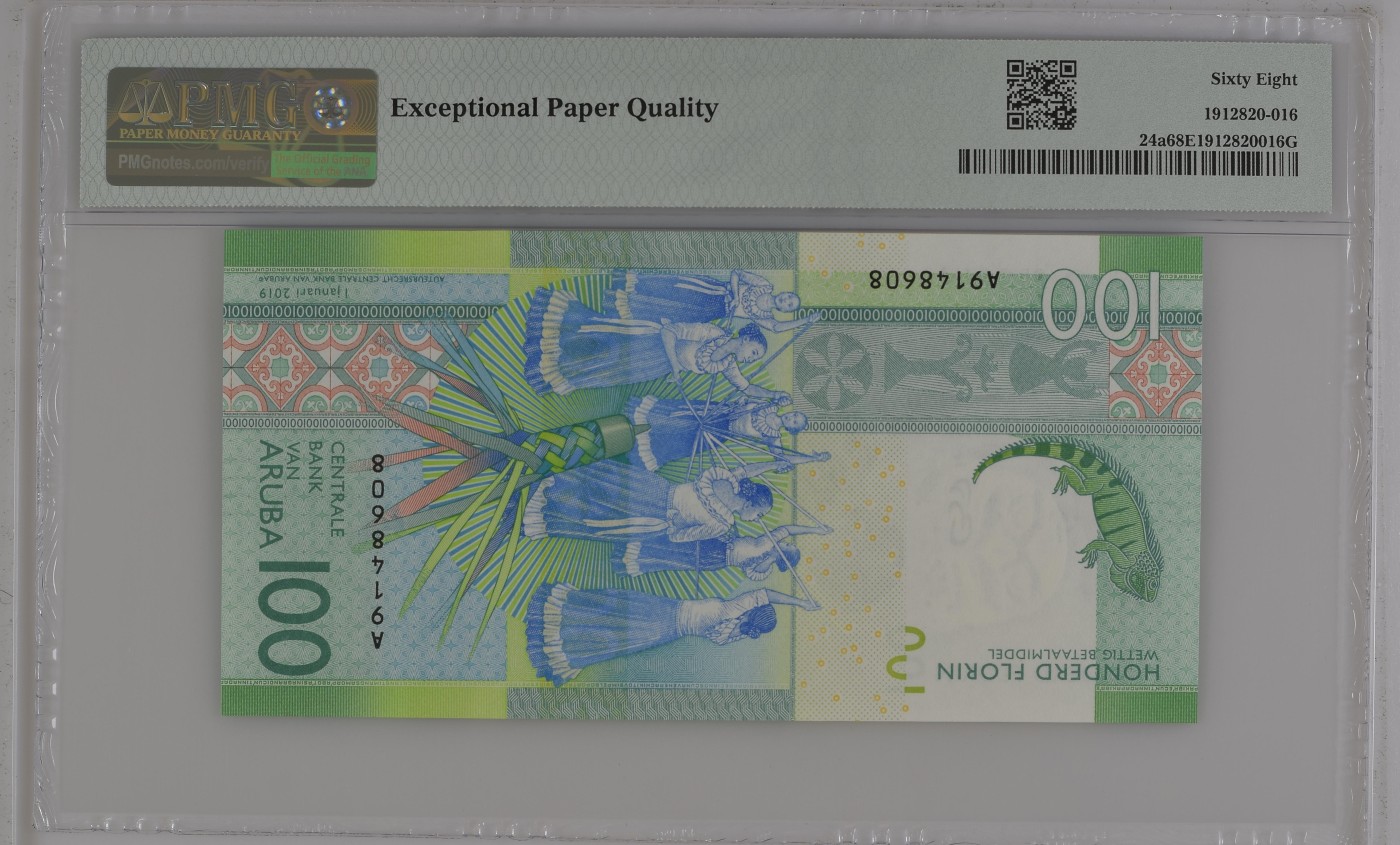 收藏联盟Quantum Auction 第337期拍卖  阿鲁巴2019年100弗洛林首发A冠 PMG68 
