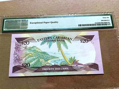 【Blue Auction】✨世界纸币精拍第460期【精】 东加勒比 1988-93年20元 小彩背 海岛风 女王 PMG66EPQ  安提瓜版