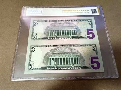 【Blue Auction】✨世界纸币精拍第460期【精】 【二联体】美国 2013年5美金 ACG65EPQ 
