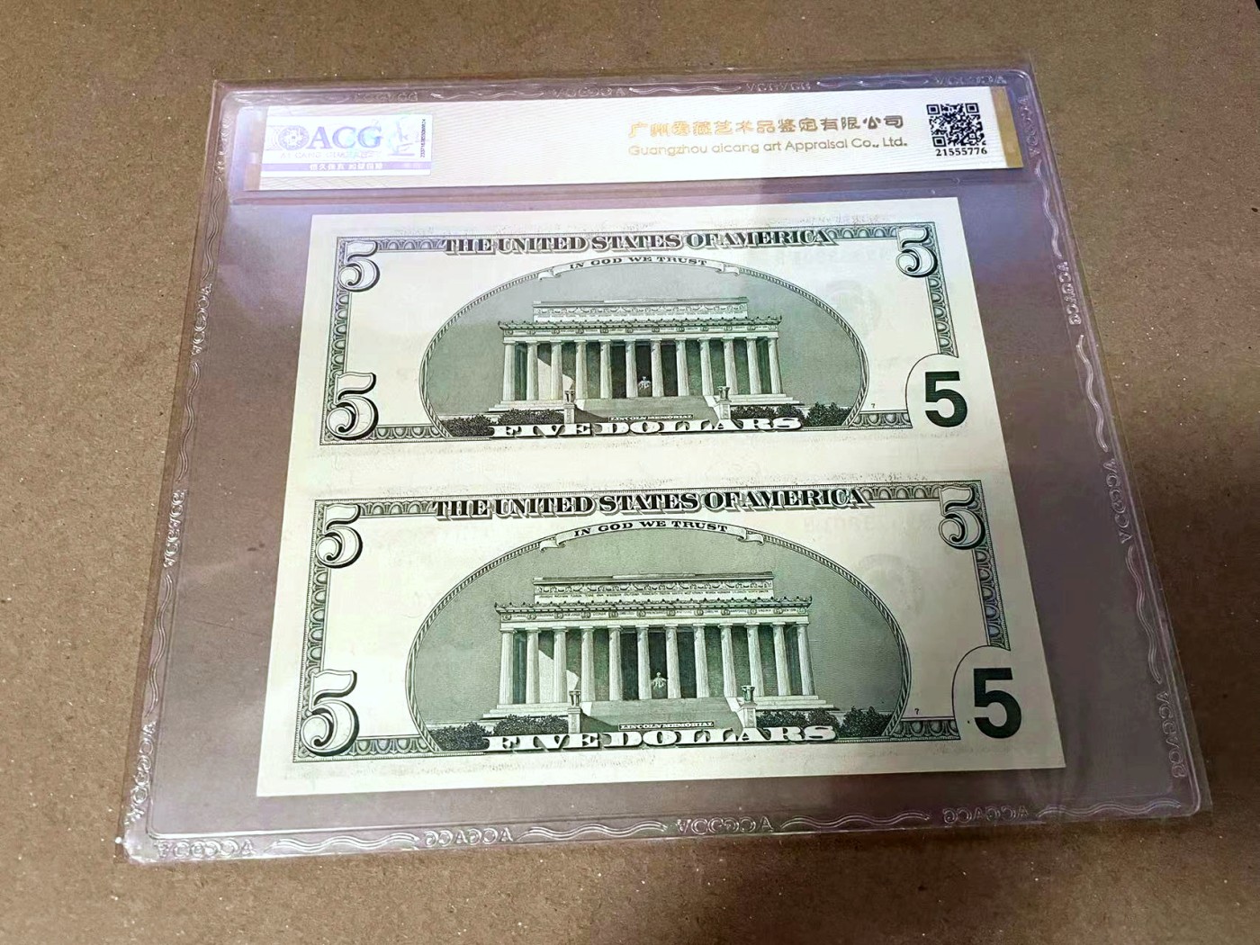 【Blue Auction】✨世界纸币精拍第460期【精】 【二联体】美国 2006年5美金 ACG66EPQ 