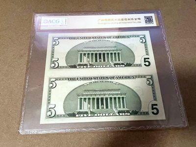 【Blue Auction】✨世界纸币精拍第460期【精】 【二联体】美国 2006年5美金 ACG66EPQ 