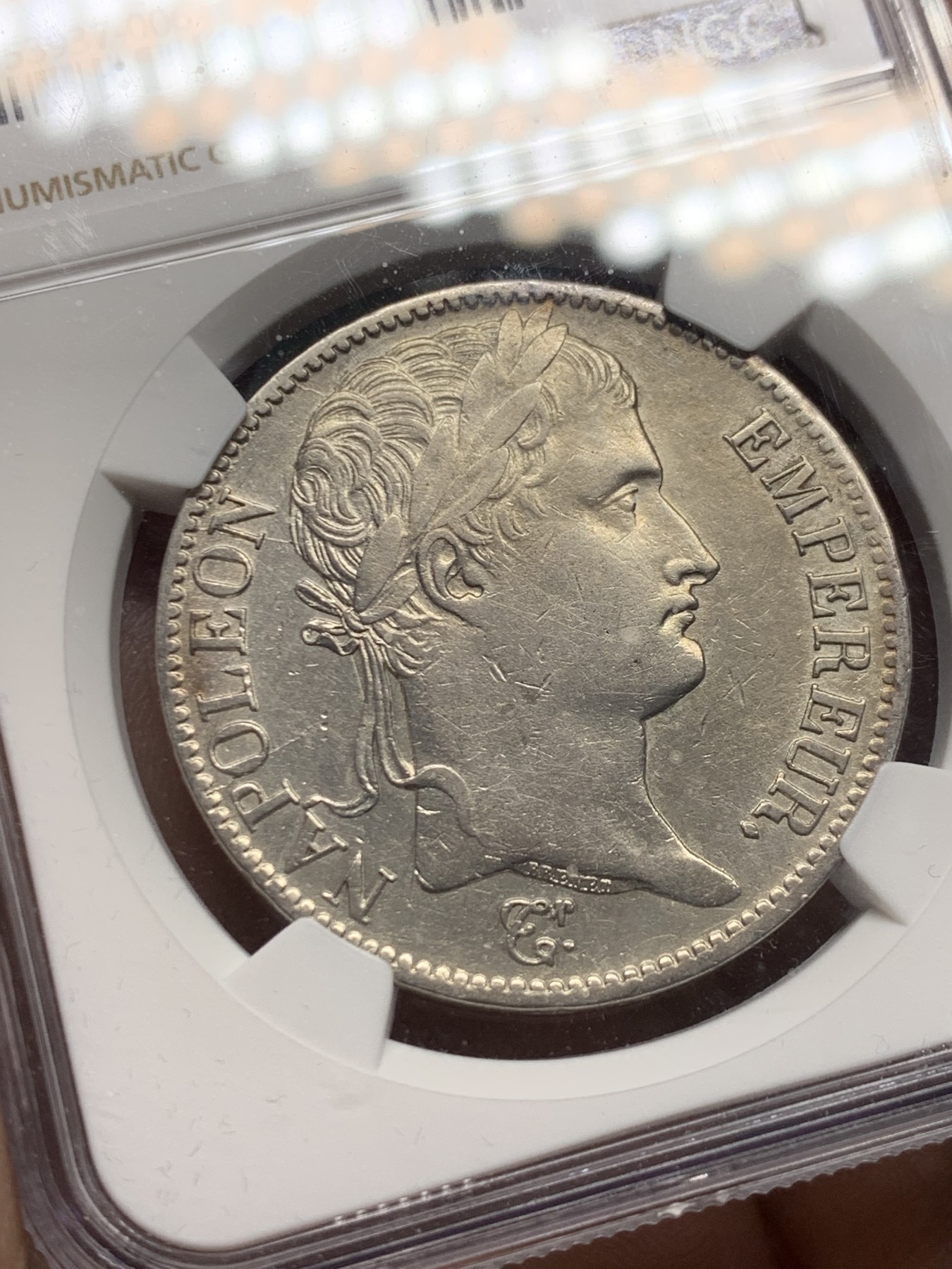 《竞宝斋》第257场-周日，周一 2场连拍 (全场包邮) NGC XFD 1811A法兰西第一帝国拿破仑5法郎大银币，拿破仑侵俄前夕铸造，精法必入品种，深打，状态不错