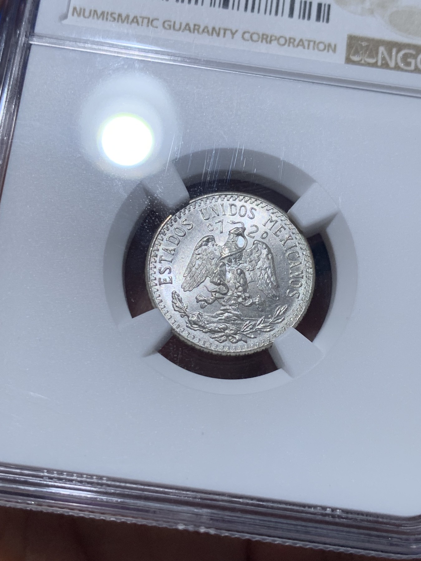 《竞宝斋》第257场-周日，周一 2场连拍 (全场包邮) NGC MS65 墨西哥1942M鹰洋20分银币 收藏级分数