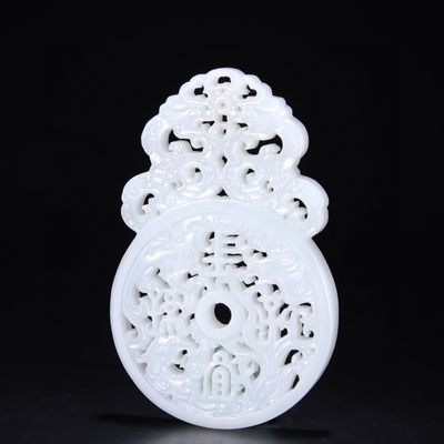 和田玉雕福禄寿玉佩一对 和田玉雕福禄寿玉佩一对