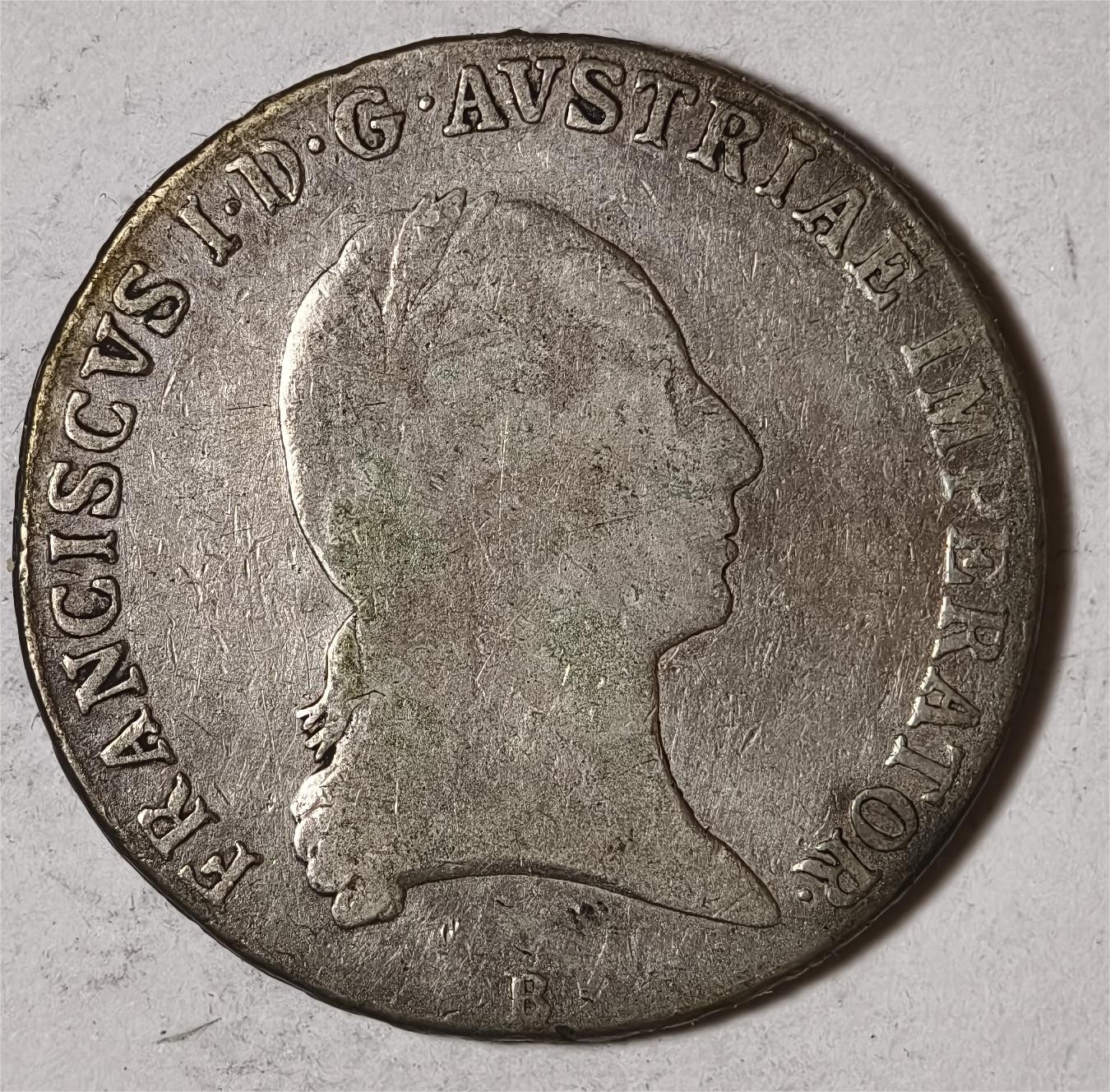 紫瑗钱币——第336期拍卖 奥匈帝国 1824年 B版 弗朗茨二世 1泰勒 28.06克 0.833银