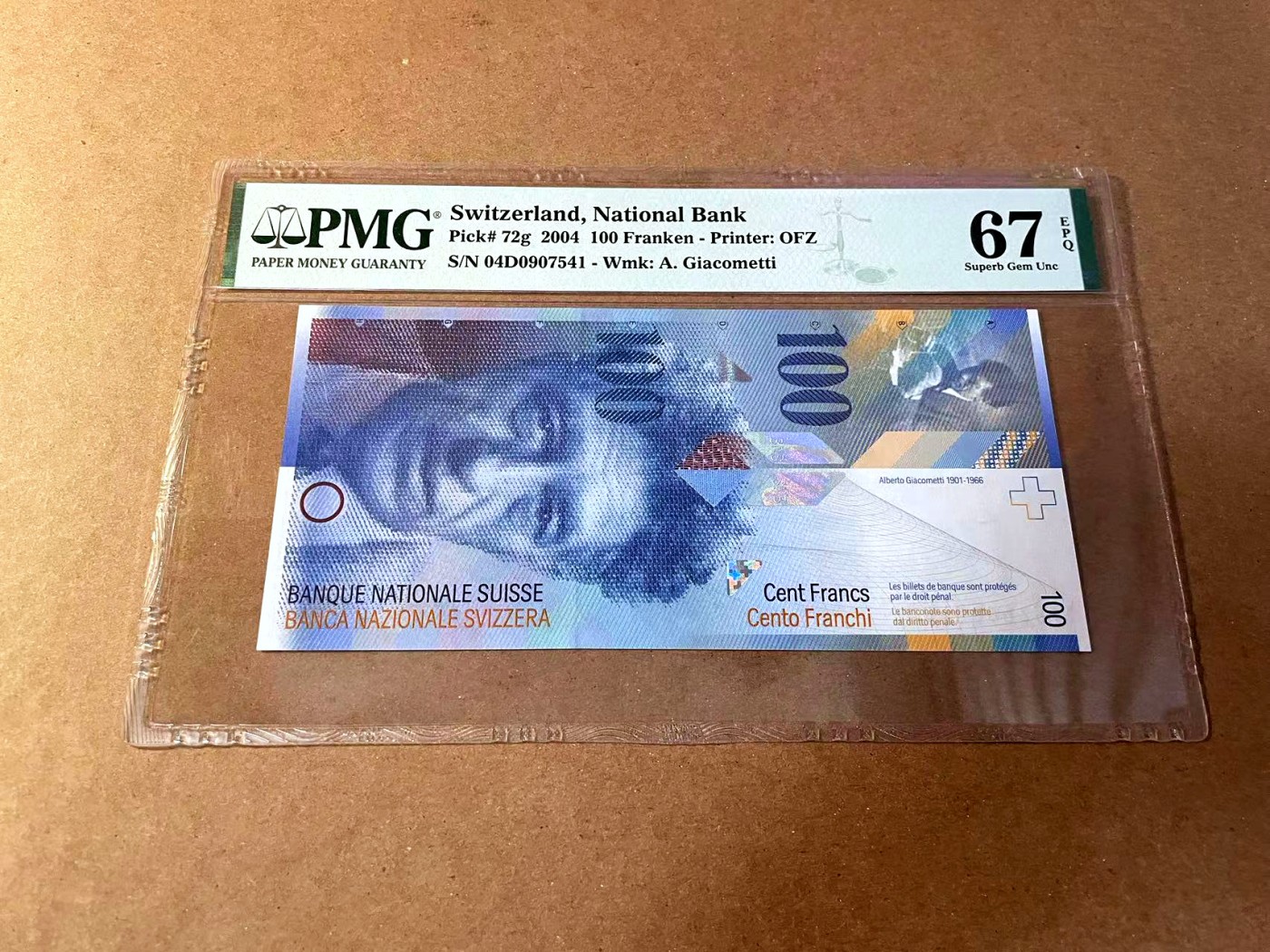 【Blue Auction】✨世界纸币精拍第461期【精】 瑞士 2004年100法郎 PMG67EPQ 高分