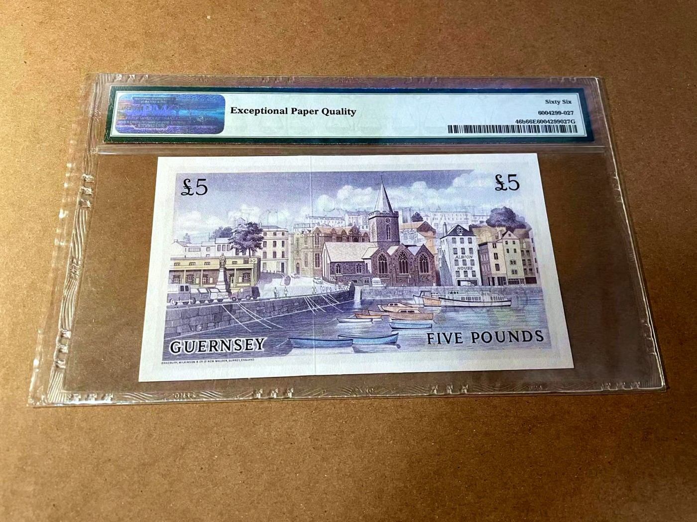 【Blue Auction】✨世界纸币精拍第461期【精】 【无47】根西 1969-75年5镑 BWC出品 经典彩背 PMG66EPQ 