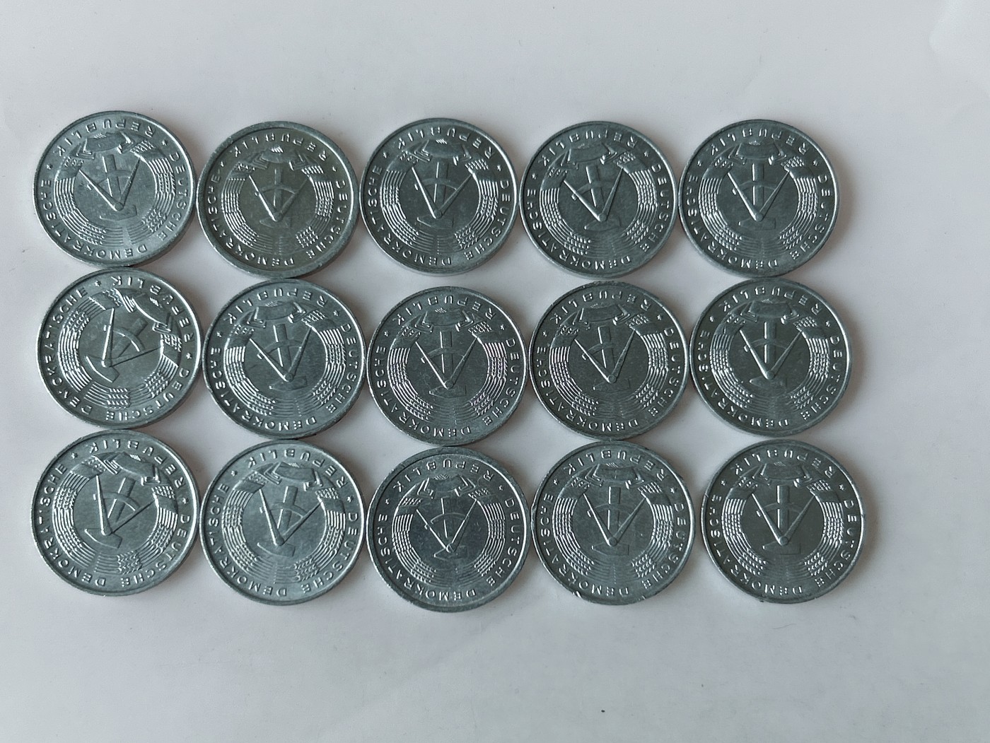 第一海外回流一元起拍收藏 散币专场 第78期 民主德国1芬尼铝币 15枚