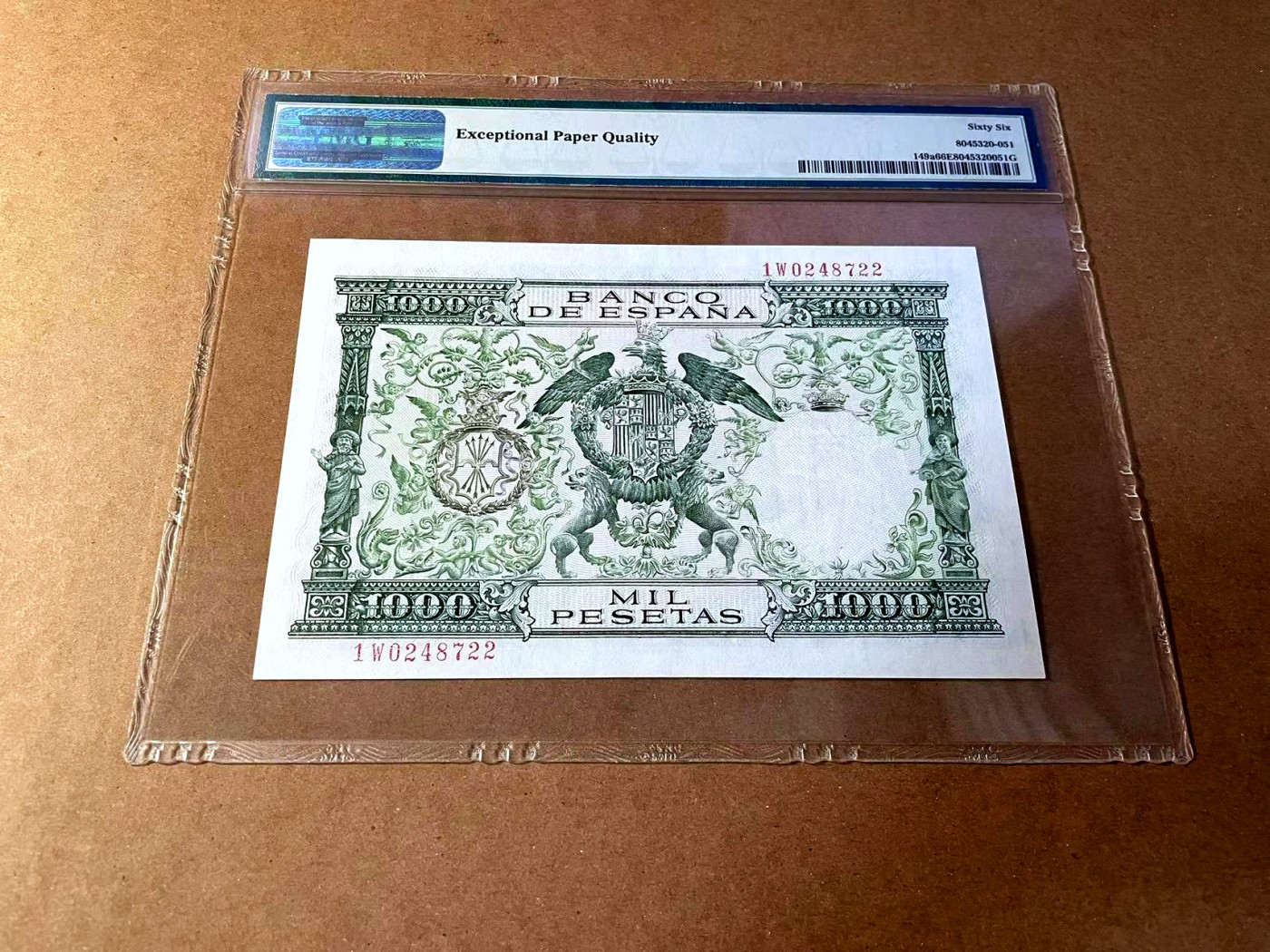 【Blue Auction】✨世界纸币精拍第461期【精】  西班牙 1957年1000比塞塔 PMG66EPQ 双王经典 