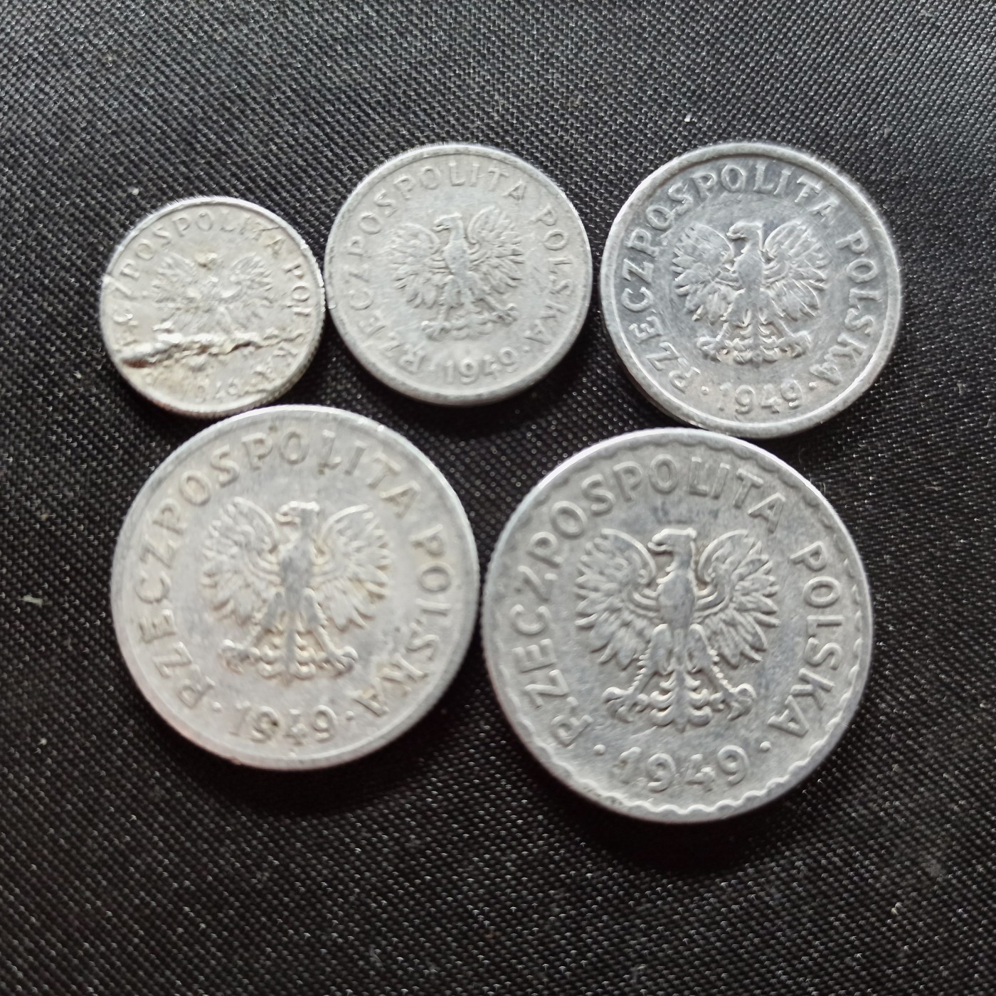 邮泉阁限时拍卖第一场 各国硬币专场 波兰1949年铝币5枚