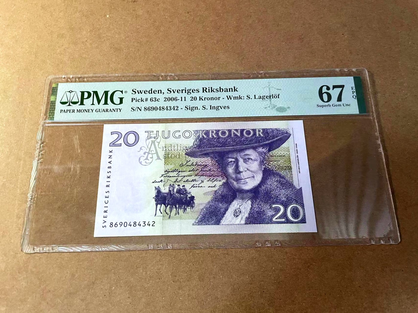 【Blue Auction】✨世界纸币精拍第461期【精】 瑞典 2006-11年20克朗  PMG67EPQ 高分