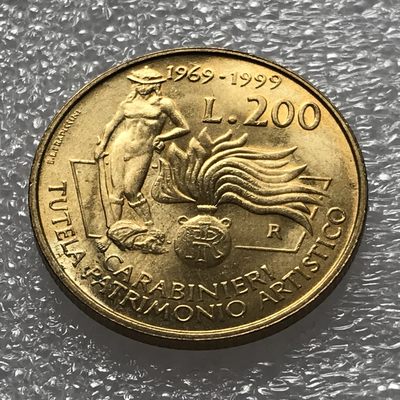 外币初藏 第九场 - 意大利1999年200里拉纪念币 总筋币 少