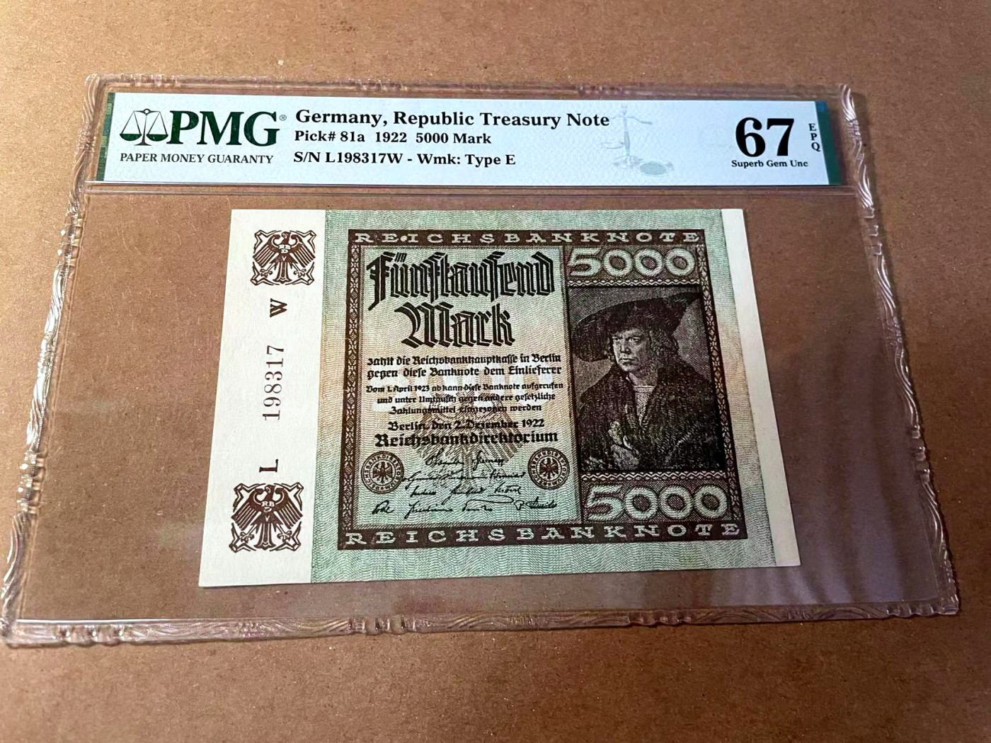 【Blue Auction】✨世界纸币精拍第461期【精】 德国 1922年5000马克 PMG67EPQ 高分